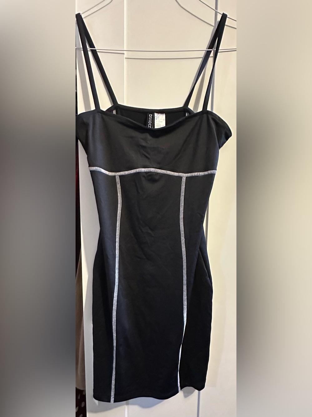 H&M divided Black fitted Dress with White Contrast Stitching
